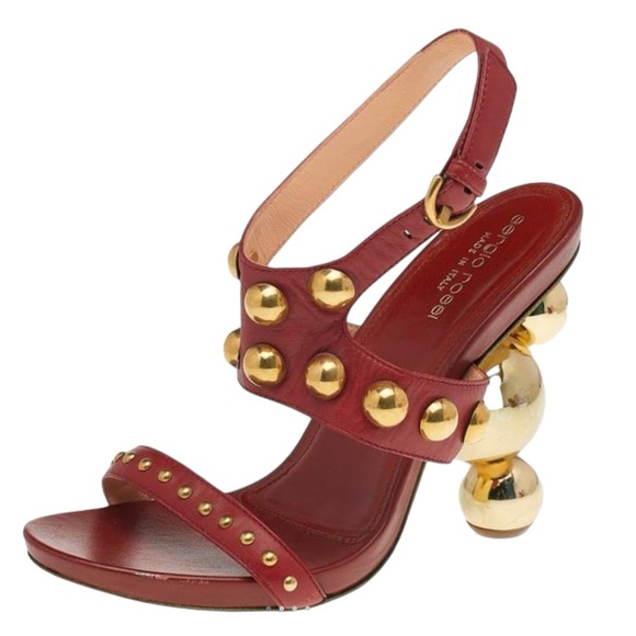Sergio Rossi Shoes - Sergio Rossi Red and Gold Heels